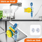 Sponge Holder Smiley Face,Sink Caddy for Kitchen Sink,Sponge Holder with 2 PCS Suction Cups/1 PCS Adhesive Strips,Designed for Sponge,Soap,Dish Brush,Scrubber-Blue