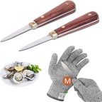 Oyster Shucking Knife,Oyster Knife,SPEENSUN Full Tang Not Easy to Break And Bend,More Secure with Oyster Shucking Glove ( 2Knife And 1Glove M )