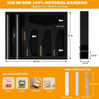 DALSHABET Bamboo Bag Organizer with Magnetic Closure, 6 In 1 Kitchen Drawer Foil and Plastic Wrap Dispenser with Cutter, Storage bag for Gallon, Quart, Sandwich, Snack Black