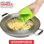 Modern Innovations Universal Lid with Tempered Glass Top for Pots & Pans, Fits 8.25, 9, 10, 11, and 12 Inch Cookware - Large Replacement Frying Pan Cover, Cast Iron Skillet Lids - Stainless Steel