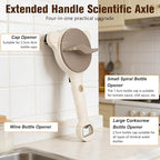 4 in 1 Multi-Purpose Jar Opener,Magnetic Stainless Steel Can Opener with Ergonomic Handle,Multi Size Lid Tool for Jars Cans Wine Bottles, Home Kitchen Helper(Beige)