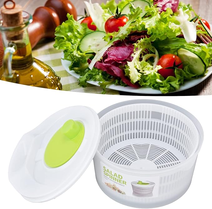 Salad Spinner, Salad Drye with Rotary Handle, 3L Plastic Salad Drainer Vegetable Dryer Multifunction Easy Draining Fruit Washer Manual Lettuce Dryer for Cooking