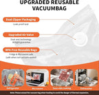 Vacuum Storage Bags Set, 10 Reusable BPA-Free Food Vacuum Sealer Bags with 6 Large (10.23"x11.02") and 4 Medium (8.26"x8.66") Sizes, Triple-Seal Leak-Resistant Design, Includes 2 Sealing Clips