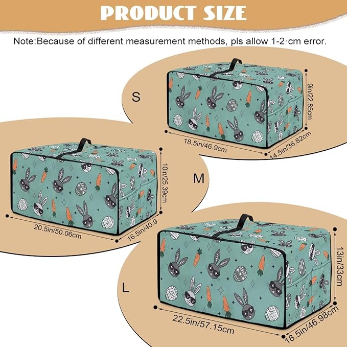Easter Egg Bunny Carrot Print Toaster Oven Dust Cover Compatible with Most Toasters Ovens, Easter Decor Dust-proof Protector for Kitchen Small Appliance, (Medium-16.1*19.71*10 inches)