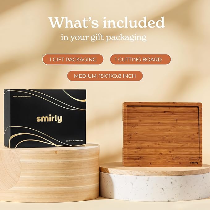 SMIRLY Wood Cutting Boards For Kitchen - Bamboo Cutting Boards For Kitchen Cutting Board, Bamboo Cutting Board Set With Holder, Chopping Board, Butcher Block, Small Wooden Cutting Board Set