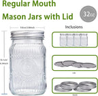 WELLIFE Sunflower Mason Jars 32oz-4Pcs