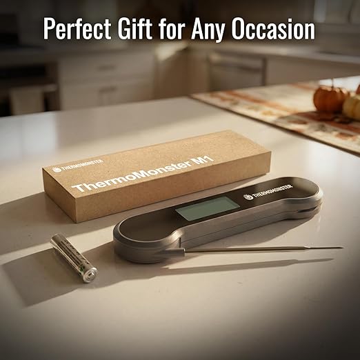 0.5 Sec Instant Read Meat Thermometer Digital with ±0.5℉ Precision, Food Thermometer for Cooking Kitchen Gadgets, Oven Grill Candy BBQ Essentials Accessories, Gifts for Him Dad Men Birthday, Grey