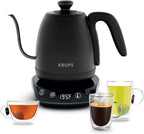 KRUPS Gooseneck Electric Kettle: 1L Stainless Steel, 1350W Fast Boiling, Boils 1 Cup in 80 Seconds, Temperature Control with 8 Presets, 60-Min Keep Warm, Precision Pour for Coffee and Tea