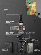Juicer Machines, HOUSNAT Juicer Whole Fruit and Vegetables with 3-Speed Setting, Upgraded Version 400 W Motor Quick Juicing, Cleaning Brush and Juicing Recipe Included, Black