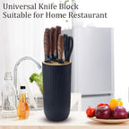 Kitchen Knife Set, Retrosohoo 6-Pieces Khaki Sharp Knife Block Set for Kitchen, Non-stick Non-slip Stainless Steel Chef Knife Set with Universal Knife Block Suitable for Home Restaurant (Black)