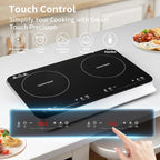 COOKTRON Double Induction Cooktop Burner with Fast Warm-Up Mode, 1800w 2 Burner with 10 Temperature 9 Power Settings, Portable Dual Induction Cooker Cooktop with Child Safety Lock & Time