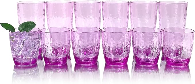 Set of 6 Hammered Style 15-ounce/430ml Acrylic Glasses Plastic Tumbler,BPA Free,Dishwasher Safe (Purple)
