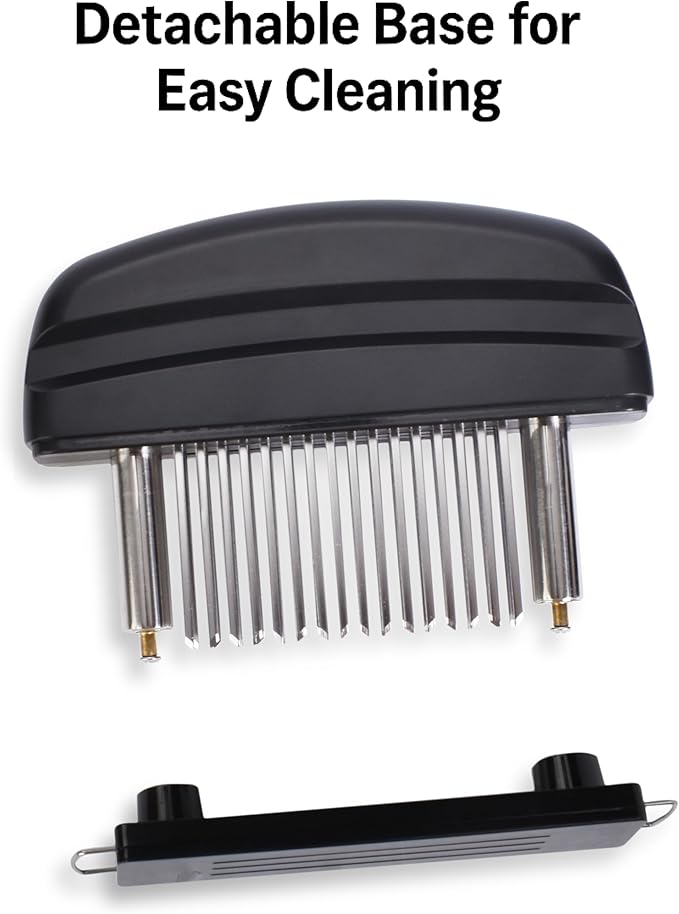 Meat Tenderizer Tool - 48 Stainless Steel Needle Blades for Tenderizing Chicken, Steak, Pork, Beef – Handheld Meat Tenderizer Stapler to Enhance Texture & Taste – Complete with Cleaning Brush