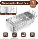TeamFar Loaf Pan, 12 x 5 Inch Stainless Steel Loaf Pans for Baking Bread, Large Bread Loaf Baking Pan for Homemade Bread, Meatloaf, Cake, Brownies, Non-Toxic, Heavy-duty, Oven & Dishwasher Safe