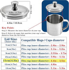 4.3Inch Stainless Steel Universal Lid, Cup Covers, Pot Cover for Small Pots, Sauce Pans, Skillets, Small Saucepans, 11CM