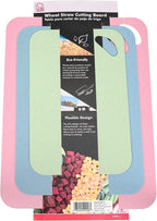 Chef Craft Eco-Friendly Wheat Straw Cutting Board with Durable Plastic Backing, 3-Piece Flexible Cutting Board Set (Pink, Blue, Green)