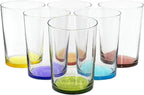 Red Co. Multicolor Large Drinking Glasses for Water, Juice and Cocktails, 16 Ounce - Set of 6
