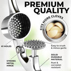 Zulay Kitchen Large Premium Garlic Press Set - Bigger Bowl for Bigger Garlic - Rust Proof Garlic Mincer Tool - Easy-Squeeze, Easy-Clean Silicone Garlic Peeler & Brush (Chrome)