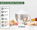 Kitchen in the box Stand Mixer - 8.5 Quart Mixing Bowl with Handle, 900 Watt Heavy Bread Dough Standing Mixers Tilt-head with Dough Hook, Whisk, Flat Beater and Splash Guard (Green)