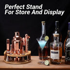 Cocktail Shaker Set Bartender Kit with Stand, 12 Piece Bar Set Drink Mixer Set with Stainless Steel Bar Accessories Tools: 25oz Martini Shaker Jigger Strainer Spoon Muddler for Cocktails (Rose Gold)