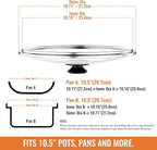 Tempered Glass Lids for Pots and Pans, Cast Iron Skillet Lid 10.5 Inch, Round Frying Pan Lid, Replacement Pan Cover, Crock Pot Lid with Stainless Steel Rim, Dishwasher Safe, Cookware Pot Covers