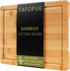 Bamboo Cutting Board, Wood Chopping Board with Juice Groove and Handle, 12×9 Inch Lightweight Kitchen Cutting Board for Fruit, Vegetables, Bread, Cheese, Snacks, Meat, BBQ, and Serving
