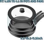 Universal Lid for Pots Pans and Skillets, 9.5&10.5&11.5 inch, Diameter Cookware, Silicone Replacement Pan Lid Pot Lids for Frying Pans, Cast Iron,Tempered Glass Lid