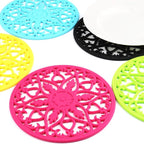 ME.FAN Trivets for Dishes/Pots/Pans, 3 Pcs Silicone Mats, Flexible/Durable/Non Slip Hot Pads to Protect Table and Counter Top (Deep Blue)