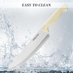 Knife Set, 6-Piece Kitchen Knife Set, German High Carbon Stainless Steel, Durable & Easy Clean Knife Block, Cream