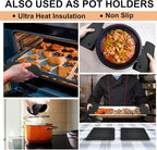 Walfos Silicone Trivet Mats - 4 Heat Resistant Pot Holders, Multipurpose Non-Slip Hot Pads for Kitchen Potholders, Hot Dishers, Jar Opener, Spoon Holder, Food Grade Silicone & BPA Free (Nordic Blue)