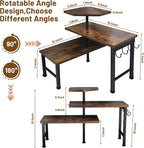 Kitchen Countertop Organizer, 3 Tier Moveable Corner Shelf Kitchen Shelf with Hook, Countertop Organizer for Bathroom, Spice Rack, Bookshelf, Coffee Area, Dresser Table (Brown)