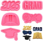 5 Pieces Silicone Graduation Mold Decorations 2026 Graduation Grad Cap Diploma Book Congrats Cupcake Toppers Silicone Baking Mold for Party Supplies