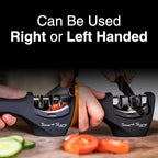 Lantana Knife Sharpener 'Smart Sharp' - Professional 3 Stage Manual Sharpener for Sharpening Kitchen Knives - Ceramic Stone, Tungsten Carbide Plates, Diamond rods. Ergonomic Design, Black/Chrome