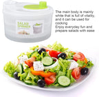 Salad Spinner, Salad Drye with Rotary Handle, 3L Plastic Salad Drainer Vegetable Dryer Multifunction Easy Draining Fruit Washer Manual Lettuce Dryer for Cooking