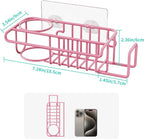 HapiRm Sink Caddy Sponge Holder - No Drill Sponge Holder for Kitchen Sink, Rustproof and Waterproof Kitchen Organizer - Pink