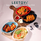 LEETOYI Porcelain Small Oval Au Gratin Pans, Baking Dish Set for 1 or 2 person servings, Bakeware with Double Handle for Kitchen and Home, Set of 2 (Red)