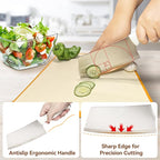 Small Knife Block Set, Modern Kitchen Knife Scissors with Universal Round Holder, Home Apartment New Kitchen Essentials, Space Saving, Keep Blade Dry(Beige White, 5PCS)