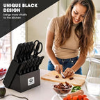imarku Knife Set with Block, Sharp Knives Set with Built-in Sharpener, Stainless Steel Kitchen Knife Sets with Non-Slip Ergonomic Handle, Dishwasher Safe, 14 PCS Professional Knife Set for Gift, Black