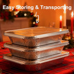 9x13 Aluminum Foil Pans with Lids - 25 Pack Disposable Half Size Deep Steam Table Tin Foil Pans for Oven Baking Cake, Roasting, Food Prepping, Storing, Freezing, Chafing