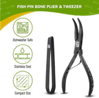 Fish Bone Pliers/Tweezers – Ergonomic Non-Slip Grip, Food-Grade Stainless Steel Deboner | Pin Bone Remover for Salmon, Trout & All Fish