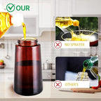 LAKUMIQI 2 in 1 Oil Sprayer for Cooking, 16oz Olive Oil Dispenser Bottle for Kitchen, Food Grade Light-Blocking Leak Proof Glass Spray Bottle for Salad, Air Fryer, BBQ