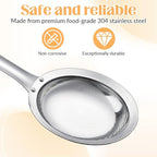 Skimmer Spoon Filter Grease Foam Fine Mesh Stainless Steel Sieve Colander, Extra Fine Strainer With Handle Handheld Fry Oil Filter for Cooking Sieve Spoon for Food Strainer Kitchen Gadget (Large)