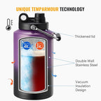 Kerilyn Insulated Gallon Jug with Handle, One Gallon, 128oz Stainless Steel, Large Double Vacuum Water Bottle for Hot & Cold Drinks, Wide Mouth, Sweat Proof, Great for Travel, Camping, Purple Gradient