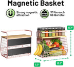 Magnetic Shelf for Fridge with Wood Lid, Fruit Potato and Onion Storage Bins, Pantry Organizers & Storage, Large Container Magnetic Spice Rack for Refrigerator, Kitchen Counter, Cabinet (Pink, 1)