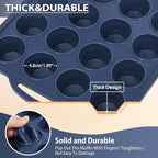 2 Pack Mini Silicone Muffin Pan with Metal Frame, Non Stick Silicone Cupcake Pan with Handles 24 Cup, BPA Free Silicon Muffin Tin Tray Small for baking, egg bites, Cupcake Mold Grey