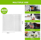 Bonsenkitchen Vacuum Sealer Bags,400 Quart 8" x 12" Precut Food Sealer Bags, Commercial Grade, BPA Free, Heavy Duty, Customized Size Vacuum Bags for Vac Storage, Meal Prep or Sous Vide Cooking, VB14
