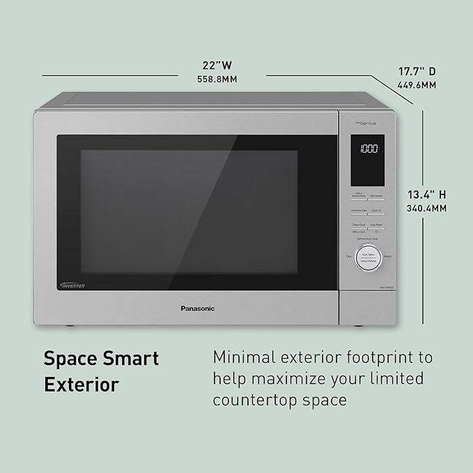Panasonic HomeChef Connect Microwave Oven, Smart Multi Oven, Connected App for Automated Meal Prep, 4 Cooking Modes, Air Fryer, Convection Bake, FlashXpress Broiler, 1000W, 1.2 cu. Ft. - NN-CV87QS