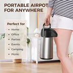 Coffee Carafe for Keeping Hot - Gezoss 64OZ / 1.9L Airpot Coffee Dispenser with Pump - Large Coffee Carafe for Hot Drinks Tea Liquid - Insulated Stainless Steel Hot Water Beverage Urn for Parties