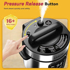 CARORI Electric Pressure Cooker 6 Quart Silver, Non-stick Pot, 9-in-1 Instant Pot, 12 Preset Functions with Touchscreen, Safe Steam Release, Stew, Slow Cook, Rice, Sauté, Warmer