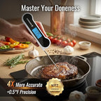 0.5 Sec Instant Read Meat Thermometer Digital with ±0.5℉ Precision, Food Thermometer for Cooking Kitchen Gadgets, Oven Grill Candy BBQ Essentials Accessories, Gifts for Him Dad Men Birthday, White